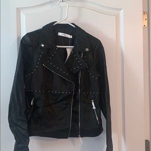 JustFab Black Faux Leather Studded Jacket. NWT.